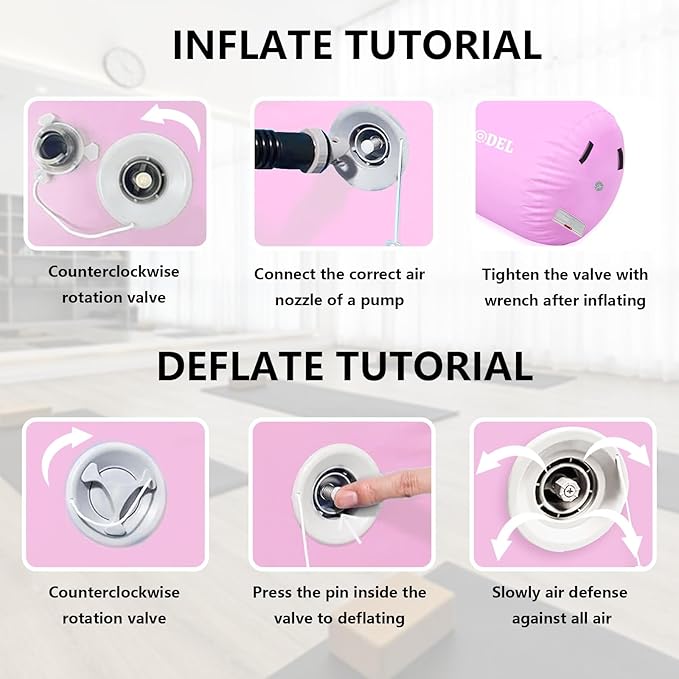 Air Roller Gymnastics Barrel Inflatable Tumbling Roller Air Mat, Air Barrel Gymnastics Tumble Track Mat with Pump for Backhandspring/Training Cheerleading/Yoga/Home and Outdoor Use
