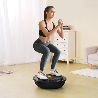 VEVOR Half Exercise Ball Trainer, 23/26 inch Balance Ball Trainer, 1500lbs Capacity Stability Ball, Yoga Ball with Resistance Bands & Foot Pump, Strength Fitness Ball for Home Gym Full Body Workout