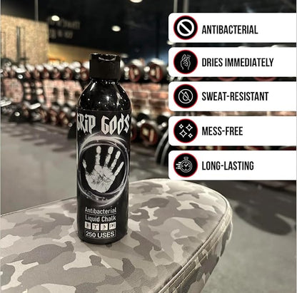 Generic Grip Gods Liquid Chalk Combo Travel Bottle (50ML) & Refill Bottle (250ML) for Weight Lifting, Gym, Rock Climbing, Pole Grip, Gymnastics, Sports, and Workout Chalk., White