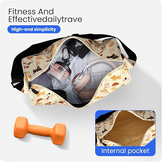 C&F BOGMOST Small Gym Bag for Women & Men,Small Lightweight Duffel Bag Carry On Bags Mini Duffel Travel Bag Waterproof Sports Bags for Workout/Sport/Trave,Cute Puppy