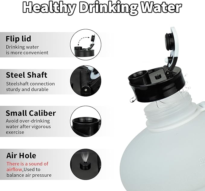 TOOFEEL Gallon Water Bottle - 128 oz with Flip Lid & Handle - BPA Free with Measurements - Black & White Gradient