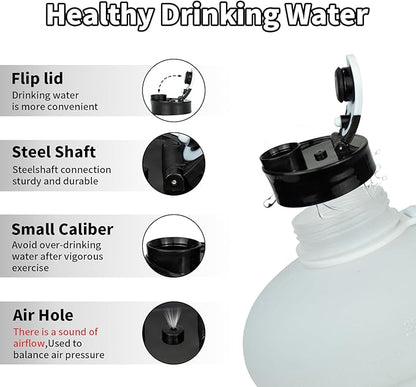 TOOFEEL Gallon Water Bottle - 128 oz with Flip Lid & Handle - BPA Free with Measurements - Black & White Gradient
