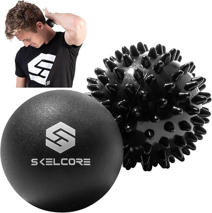 Skelcore 2-Piece Therapy Massage Ball Set - Lacrosse & Trigger Point Balls for Back Pain Relief, Foot Massager, Physical Therapy, Plantar Fasciitis, Deep Tissue Myofascial Release, Exercise & Yoga