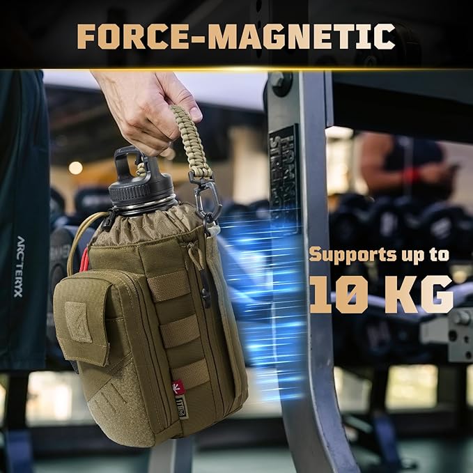 Magnetic Gym Bag for Men,Magnetic Gym Water Bottle Bag with Phone Pockets&40 64oz Multiple Size, Water Bottle Holder with Adjustable Shoulder, Ideal for Fitness,Sports,Travel