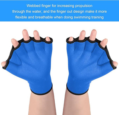 Sumind 2 Pairs Swimming Gloves Aquatic Training Gloves Neoprene Mittens Webbed Fitness Water Aerobics Resistance Training for Women Men Swimming Diving