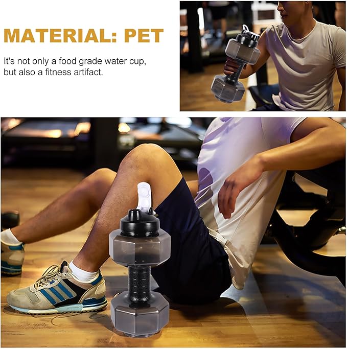 Creative Dumbbell Design Athletic Water Bottle 2600ml Large Capacity Plastic Gym Drinking Bottle for Men and Fitness Training