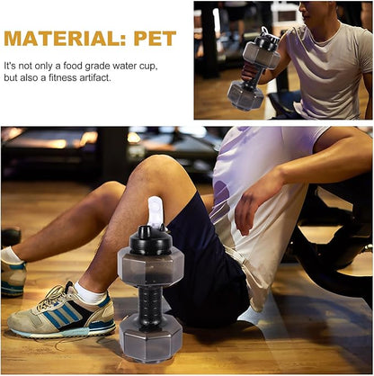 Creative Dumbbell Design Athletic Water Bottle 2600ml Large Capacity Plastic Gym Drinking Bottle for Men and Fitness Training