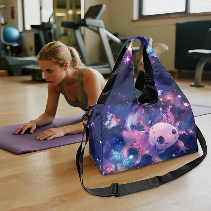 Gym Bag with Yoga Mat Holder Large Tote Bag With Multi Pockets for Women Men Dry Wet Separated Pocket Carryall Yoga Tote Bag for Pilates Travel Workout Office