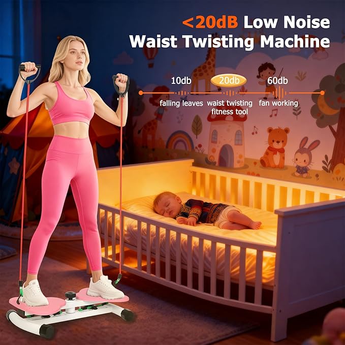 Waist Twister Machine Exercise, Ab Twister Board for Slim Waist and Core Ab Exercise, Noiseless Ab Machine with 300 lbs Weight Capacity, Home Gym Workout Equipment for Women Men