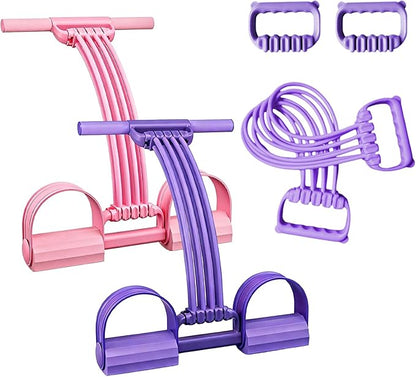 3 in 1 Pedal Resistance Bands with Handles, 2026 New 8 Tube Foot Pedal Resistance Band, Multifunction Pedal Resistance Device for Home Workout, Tension Rope for Exercise Women Men