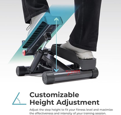 Sunny Health & Fitness Mini Steppers for Exercise at Home, Stair Step Workout Machine with Optional Resistance Bands, Full Body Cardio Equipment, Optional Free SunnyFit App Connection Smart Stepper