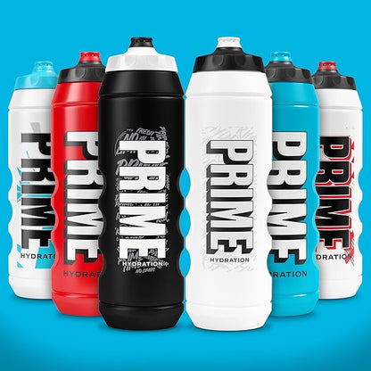 PRIME 32 oz Blue Chill Squeeze Sports Water Bottle, BPA Free, Dishwasher Safe, Easy-Grip Ergonomic Leakproof Design, Fast Hydration for Gym, Cycling, Running