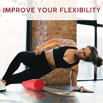 Yes4All Medium Firm Round PE Foam Roller 12, 18, 24, 36 Inches for Pilates, Yoga, Stretching, Balance & Core Exercises