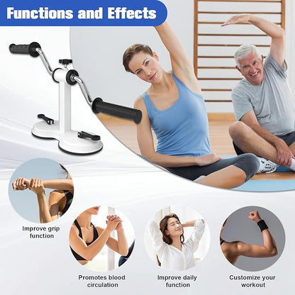 Upgraded Arm Bike for Rehabilitation Exercise for the Elderly, Physical Therapy Equipment, Designed for Arm and Shoulder, Adjustable Resistance, 2 Industrial Suction Cups, White