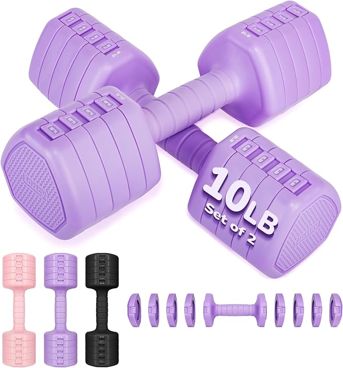 10LBS 20LBS 30LBS Dumbbells Adjustable Dumbbell Set of 2, Hand Weights for Women Men Free Weight Dumbbells Sets for Home Gym & Outdoor Exercise Workout Strength Training Equipments