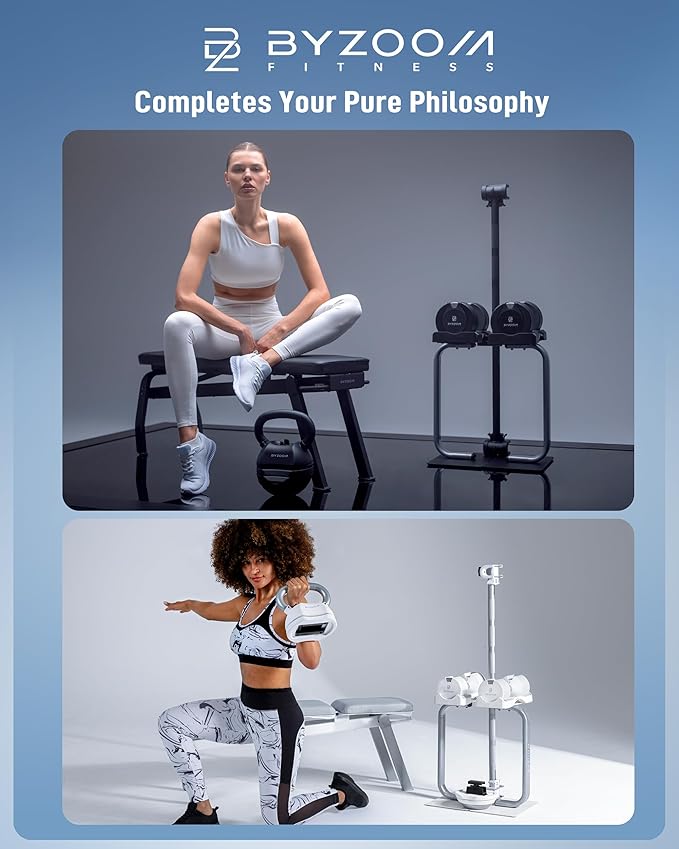 BYZOOM FITNESS Pure Series Foldable Weight Bench for Home Gym – Adjustable Workout Bench with 5 Incline Angles (0°-83°), 550lbs High Capacity, Rapid-Fold Compact Design for Space Saving, White or Black