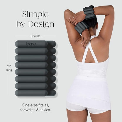 Bala Bangles Wrist & Ankle Weights for Women & Men - Adjustable Weighted Bands - Soft Silicone Arm & Leg Weights for Pilates, Yoga, Walking, Barre, Home Workout & Strength Training Exercise