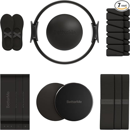BetterMe Pilates Studio Kit – Pilates Ring, Pilates Ball, Resistance Bands & Sliders – Complete Pilates Equipment Set for Women – Home & Studio Pilates Workout Kit
