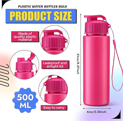 Mifoci 20 Pieces Water Bottle Bulk 17 oz Plastic Water Bottles Bulk Gym Sports Adults Reusable Large Bottles with Leak Proof Flip Top for Party Outdoor (Solid Mixed Colors)