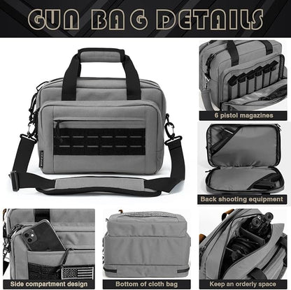 VEAGIA Range Bag,Pistol Case,Gun Range Bags For Handguns And Ammo Pouch 2 Pistols Soft Carrying Shooting Bag