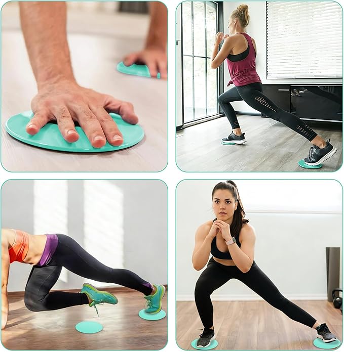 Exercise Core Sliders Glid Discs 2 Pack - Dual-Sided Workout Sliding Discs for Home Gym, Pilates, Physical Therapy, Ab & Full Body Training