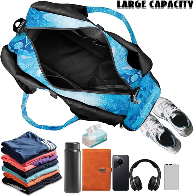 Gym Bag with Yoga Mat Holder Large Tote Bag With Multi Pockets for Women Men Dry Wet Separated Pocket Carryall Yoga Tote Bag for Pilates Travel Workout Office