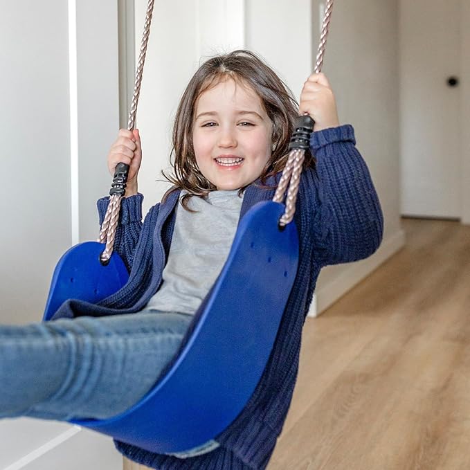 Gym1 Doorway Swing & Pull-Up Bar Gym - Pull-Up Bar Strength Training & Kids Exercise Equipment - Sensory Swing & Rope Ladder Indoor Playset - Indoor Playground for Kids - 2-Piece, Blue