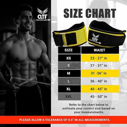 QTF Fitness Neoprene Weight Lifting Belt - Adjustable 6" Gym Support for Stability & Lumbar Support - Sweat Resistant Weightlifting Belt for Men & Women for Squats, Deadlifts & Bench Presses