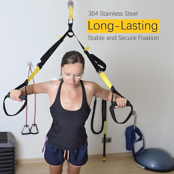 FITKIT 3-Pack Resistance Band Wall Anchors, 304 Stainless Steel No Weld Wall Mount for Exercise Bands & Suspension Straps, Strength Training Spring Snap Hooks for Gym Home Exercises