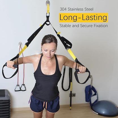 FITKIT 3-Pack Resistance Band Wall Anchors, 304 Stainless Steel No Weld Wall Mount for Exercise Bands & Suspension Straps, Strength Training Spring Snap Hooks for Gym Home Exercises