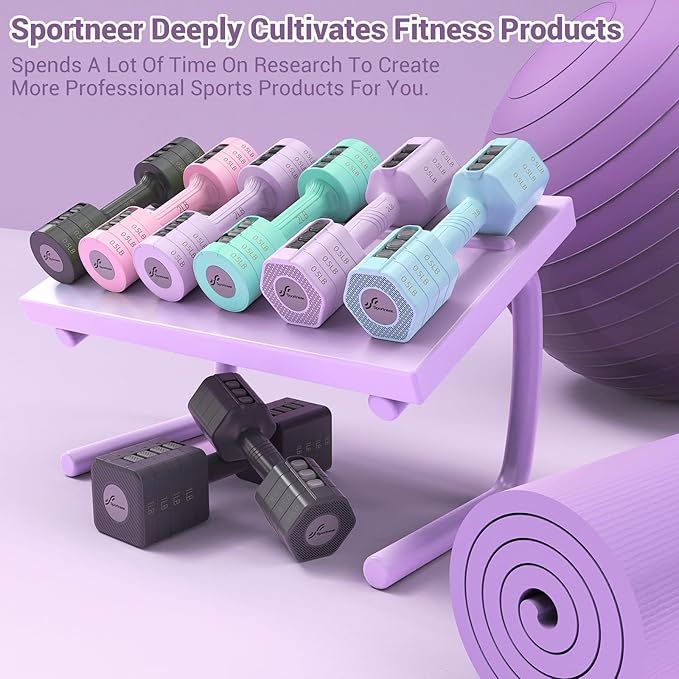 Sportneer Adjustable Dumbbells Hand Weights Set: 5 lb Dumbbell Set of 2 Each 2lb 3lb 4lb 5lb Free Weights Fast Adjust Weight 4 In 1 Weights Dumbbells Set for Women Men Home Gym Exercise Training