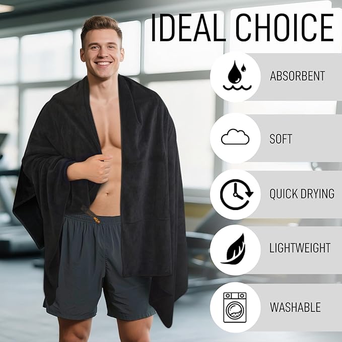 SUNLAND Microfiber Gym Bath Towel Ultra Soft Travel Camping Towel Super Absorbent Swimming Sport Towels with Carry Bag for Adults and Children