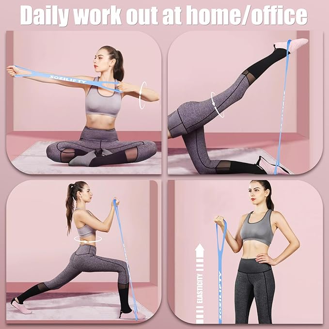 Figure 8 Resistance Band (Upgraded),Elastic Band, Stretch Bands, with Storage Bag, for Arm,Shoulder, Back,Leg Stretching Workout, Portable Home Office Elastic Ropes for Yoga, Pilates