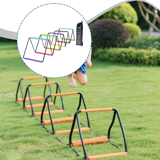Agility Ladder with Jumping Obstacles, 12 Rung Speed Ladder & 6 Hurdles, Multipurpose Agility Training Equipment for Soccer, Rugby, Footwork Exercise