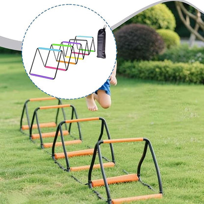Agility Ladder with Jumping Obstacles, 12 Rung Speed Ladder & 6 Hurdles, Multipurpose Agility Training Equipment for Soccer, Rugby, Footwork Exercise