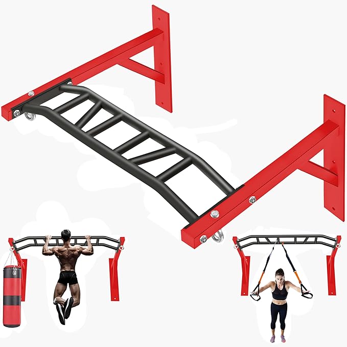 Upgrade Pull Up Bar Wall Mounted,Heavy Duty Multi Grip Chin Up Bar for Strength Training, 600 lbs Capacity, Durable Steel Construction, Perfect for Home and Garage Workouts