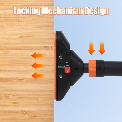 Adjustable Pull Up Bar for Doorway - 440LBS Weight Capacity, No Screws Installation with Level Meter and Auto Lock, Chin Up Bar for Home Gym Strength Training,Red