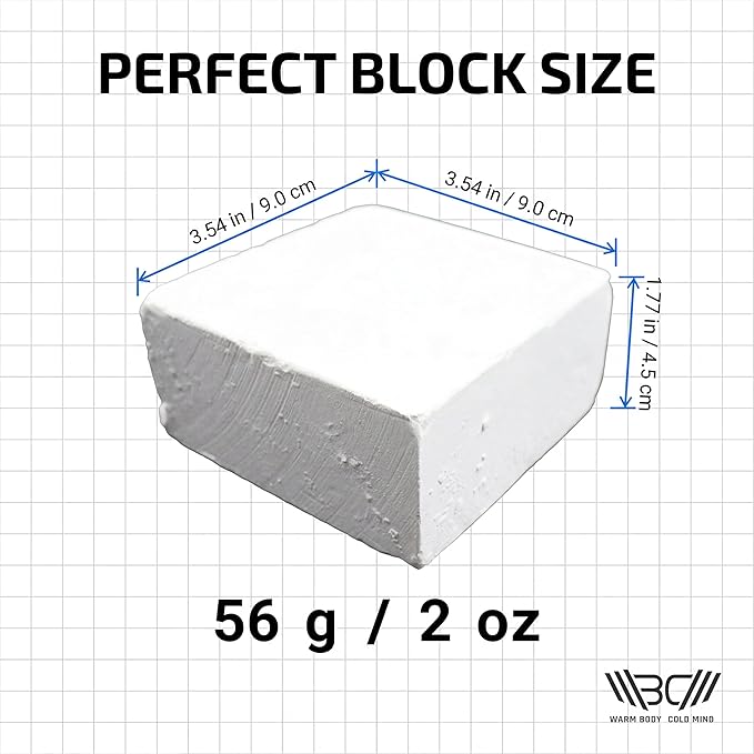 WARM BODY COLD MIND Sport Chalk Block - Gym Chalk for Weightlifting - Moisture-Absorbing Magnesium Carbonate - Gymnastics Hand Grip