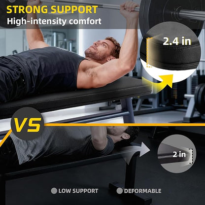 Flat Weight Bench, 2.4 Inch Thick Pad Workout Bench 660 LBS Bench Press Exercise Equipment for Home Gym Strength Weight Training