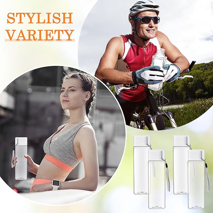 20 Pack Water Bottle for Kids Bulk,17 oz Plastic Water Bottles Wide Mouth Adults Sports Water Bottle,Reusable Large Drinking Cups for School Gym Outdoor Fitness,Clear