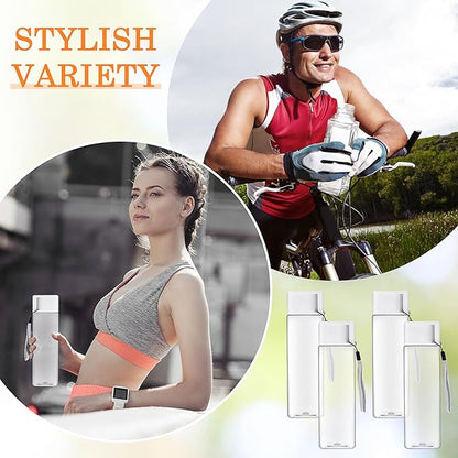 20 Pack Water Bottle for Kids Bulk,17 oz Plastic Water Bottles Wide Mouth Adults Sports Water Bottle,Reusable Large Drinking Cups for School Gym Outdoor Fitness,Clear
