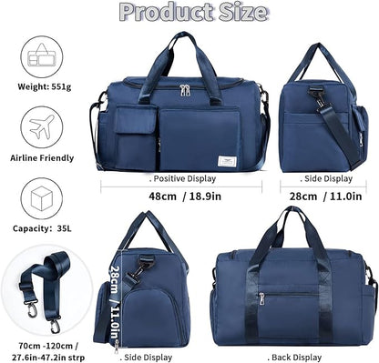 FIORETTO Women's Gym Duffle Bag with Shoes Compartment, 30L Capacity, Ideal for Travel, Gym, Sports, Duffel, Weekender