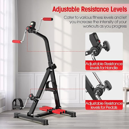 Adjustable Arm Leg Knee Pedal Exerciser for Seniors, Stroke Therapy Equipment for Adults, Portable Home Gym Equipment Mini Exercise Bike Great Gift for Elderly Rehab