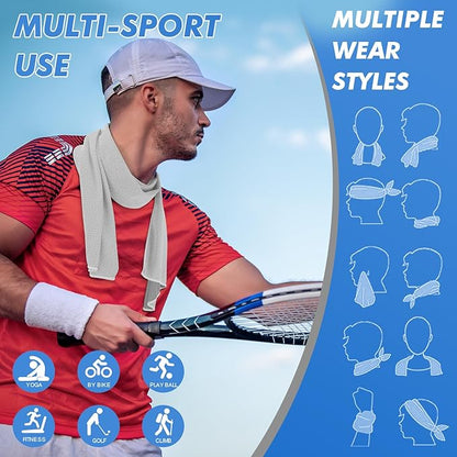 6 Pack Cooling Towels (47"x12") for Neck and Face, Ice Towel for Hot Weather, Soft Breathable Chilly Gym Towels, Microfiber Towel for Work Out, Yoga, Running, Camping & More Activities