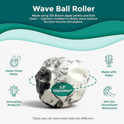 Oceanfoam Wave Massage Ball Roller – Textured Lacrosse Ball, Plantar Fasciitis Relief, Muscle Knot Therapy, Myofascial Release, Feet Pain – Travel Size (Black Marbled, Miami Blue, Hot Pink) Pack of 3