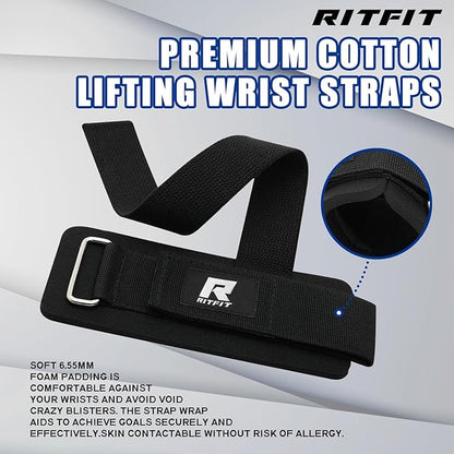 RitFit Wrist Wraps, Wrist Straps for Weightlifting, Wrist Support for Working Out, Bodybuilding, MMA, Powerlifting, Strength Training, Men & Women