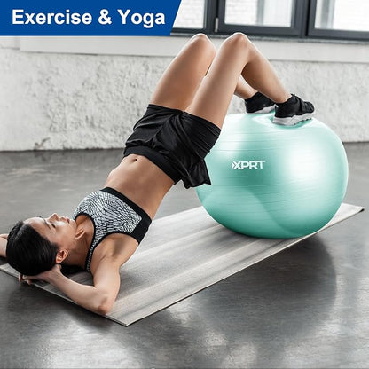 XPRT Fitness Exercise Ball (55/65/75cm) - Yoga Ball for Home Gym Workout, Physical Therapy, Balance, Stability Training - Office Ball Chair with Quick Pump (5 Colors)