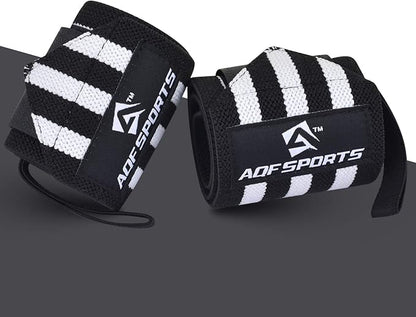 AQF Wrist Wraps for Weightlifting - USPA & IPL Approved 18" Gym Wrist Support with Thumb Loop - Heavy Duty Lifting Wrist Straps for Fitness, Workout, Powerlifting, & Bodybuilding (Pair)