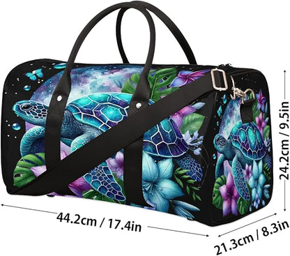 Travel Duffel Bag Galaxy Turtle Sport Tote Gym Bag Waterproof Foldable Carryon Weekend Overnight Training Handbag Sports Duffle Bags for Women Men Boys Girls