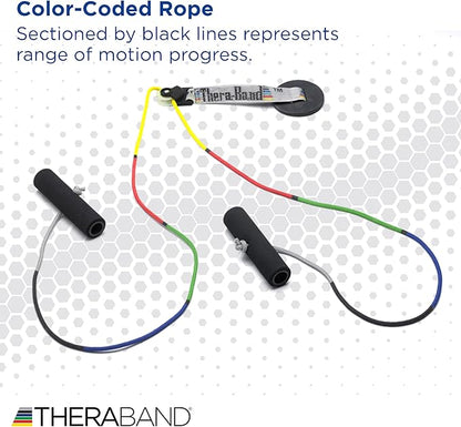 THERABAND Shoulder Pulley, Overhead Shoulder Pulley for Physical Therapy, Over the Door Pulley with Foam Handles and Color Coded Rope for Increasing Range of Motion, Overdoor System for Rehabilitation